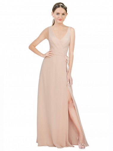 Cheapest Chiffon Bridesmaids Dress with Matching Chiffon Tie Sash UK