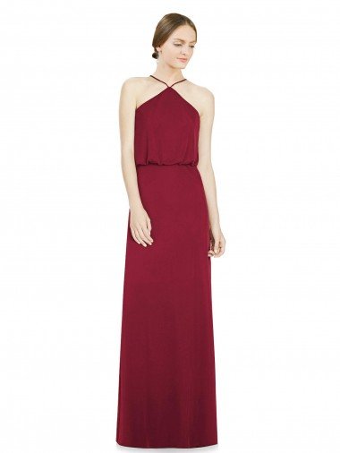 Cheapest Sleek Halter Neck A-Line Chiffon Bridesmaid Dress UK