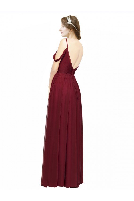 Cheapest Off the Shoulder V-Neck Petite Chiffon Bridesmaid Dress with Open Back UK