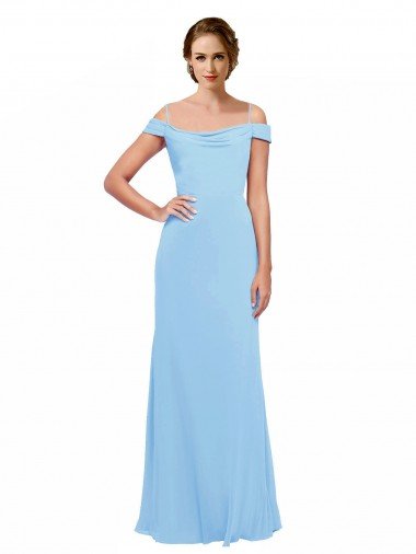 Cheapest Off the Shoulder Bateau Neck Chiffon Bridesmaid Dress with Straps UK