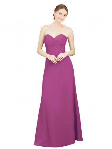 Cheapest Sweetheart Neckline Pleated Chiffon Bridesmaid Dress with Low Back UK