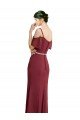 Cheapest Draped Cold Shoulder Long Chiffon Bridesmaid Dress with Spaghetti Straps UK