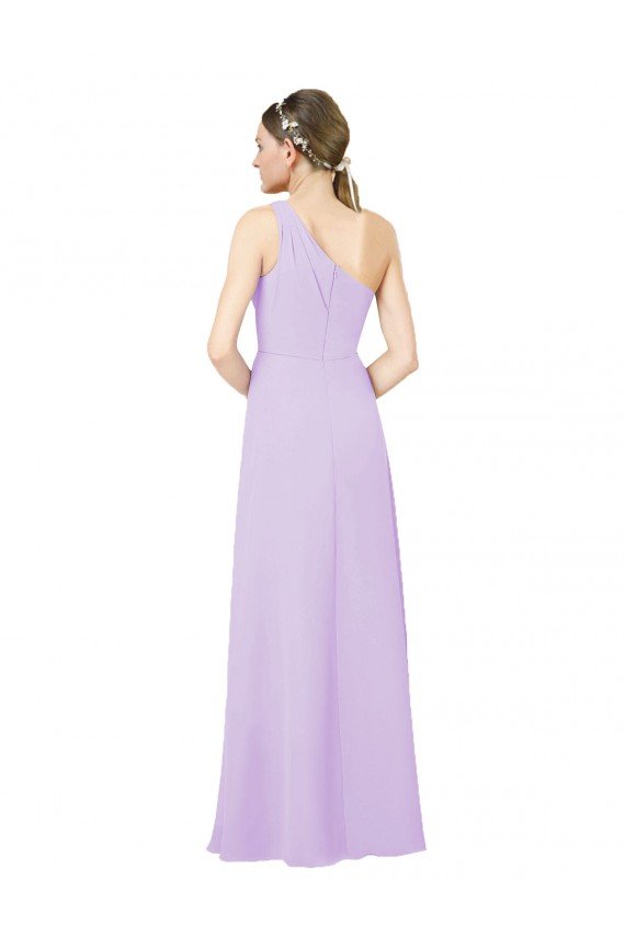 Cheapest Grecian Inspired Simple One Shoulder Chiffon Formal Bridesmaid Dress with Ruching UK