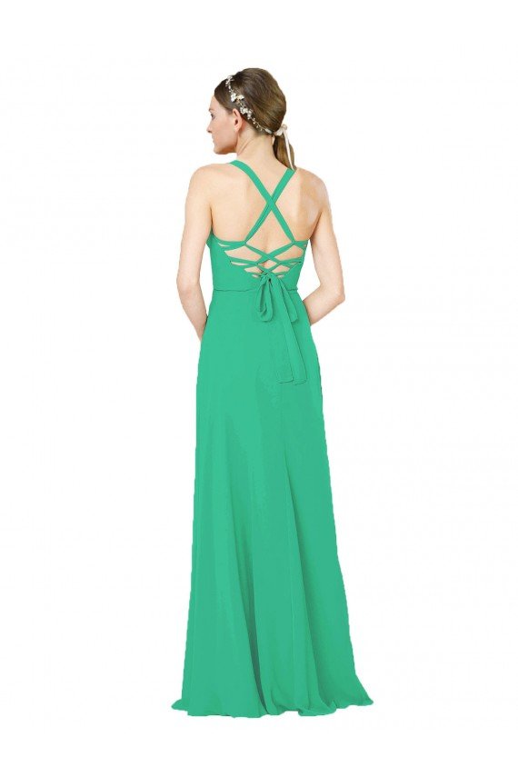 Cheapest Classic Chiffon Bridesmaid Dress with Lace-Up Back UK