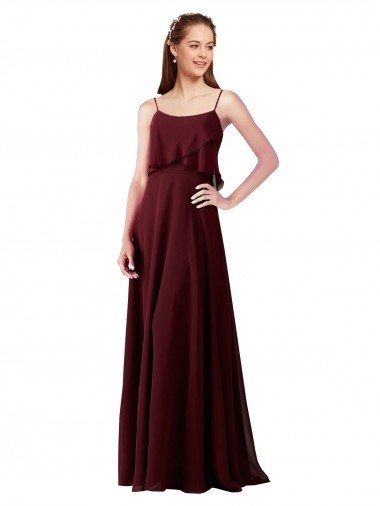 Cheapest Chiffon Bridesmaids Dress with Spaghetti Straps UK