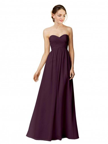 Cheapest Strapless Chiffon Bridesmaid Dress with Criss Cross Shirred Bodice UK