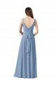 Cheapest Long Chiffon V-Neck and Self Sash Bridesmaid Dress with Shirred Criss Cross Bodice UK