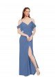 Cheapest Mock-Wrap Off the Shoulder Long Chiffon Bridesmaid Dress with Side Slit UK