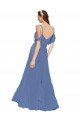 Cheapest Mock-Wrap Off the Shoulder Long Chiffon Bridesmaid Dress with Side Slit UK