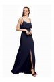 Cheapest Draped Long Chiffon Bridesmaid Dress with Straps and Layers UK