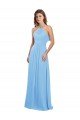 Cheapest Chiffon A-Line Bridesmaid Dress with Halter Neck and Ruffled Back Straps UK