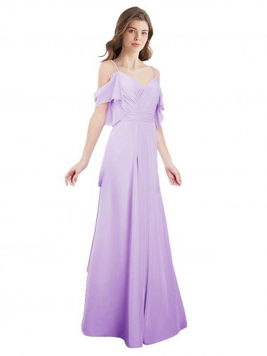 Cheapest Chiffon Bridesmaid Dress with Draped Sweetheart Bodice and Off The Shoulder Flounces UK