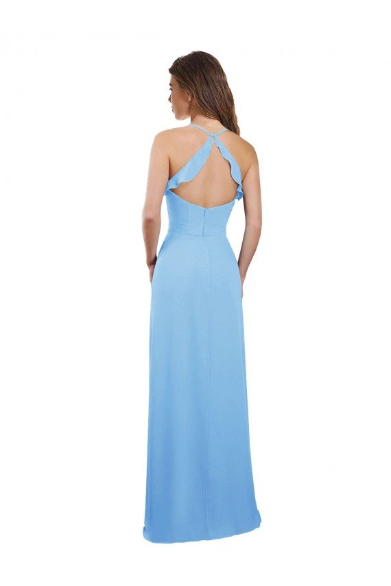 Cheapest Slim Chiffon Bridesmaid Dress with Ruffled Sweetheart Neckline UK