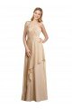 Cheapest Draped Long Chiffon A-Line Dress with Cascading Ruffles UK