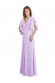 Cheapest A-Line Draped Chiffon Bridesmaid Dress with V-Neck and Split Sleeves UK