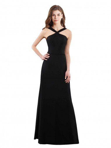 Cheapest Chiffon A-Line Bridesmaid Dress with Criss Cross Halter Top UK