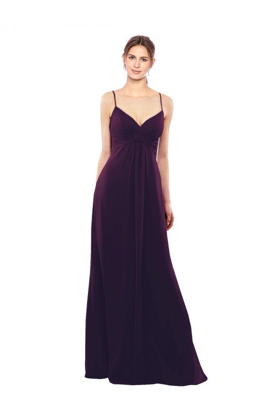 Cheapest Floor Length A-Line Chiffon Bridesmaid Dress with Criss Cross Back UK