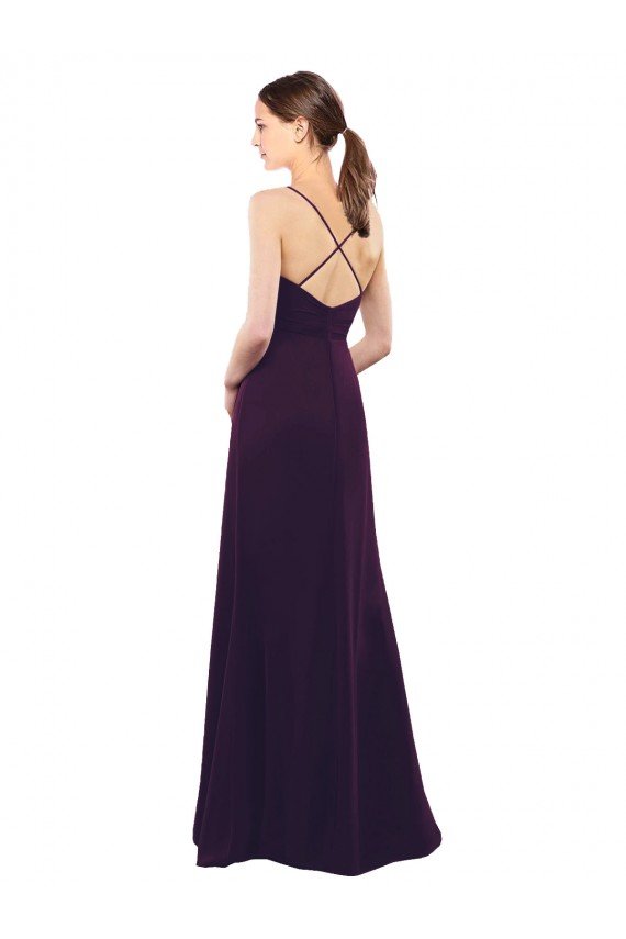 Cheapest Floor Length A-Line Chiffon Bridesmaid Dress with Criss Cross Back UK