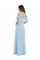 Cheapest Cold Shoulde Chiffon Bridesmaid Dress with Wrap Bodice UK