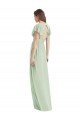 Cheapest Flutter Sleeves Draped Wrap V-Neck Chiffon Bridesmaid Dress UK