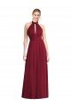 Cheapest High-Neck Open Back Shirred Halter Maxi Bridesmaid Dress UK