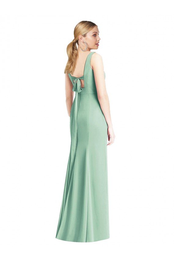 Cheapest Sleeveless Tie Back Chiffon Trumpet Chiffon Bridesmaid Dress UK