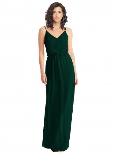 Cheapest V-Neck Blouson Bodice Chiffon Maxi Bridesmaid Dress UK