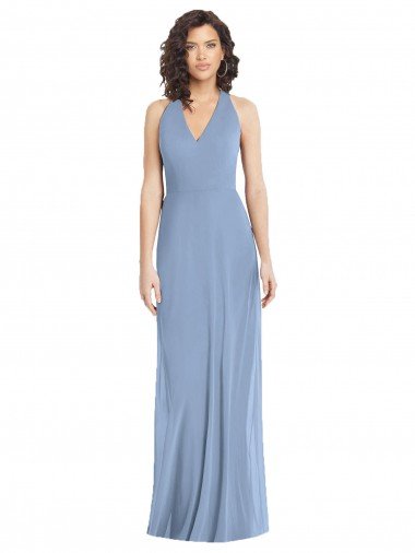 Cheapest V-Neck Halter Back Straps Chiffon Formal Bridesmaid Dress UK