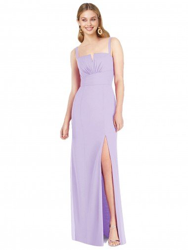 Cheapest Spaghetti Straps Mermaid Chiffon Bridesmaid Dress with Side Front Slit UK