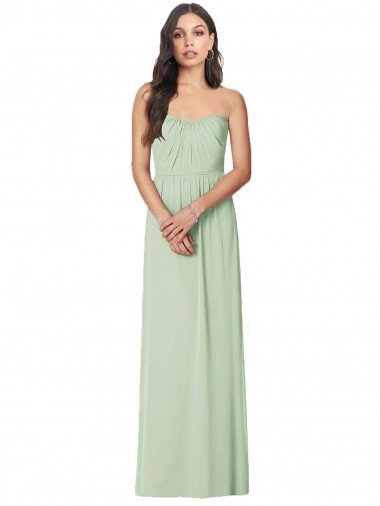 Cheapest Strapless Sweetheart All-Over Shirring Chiffon Bridesmaid Dress UK