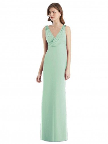 Cheapest Sleek Open Back Chiffon V-Neck Bridesmaid Dress UK