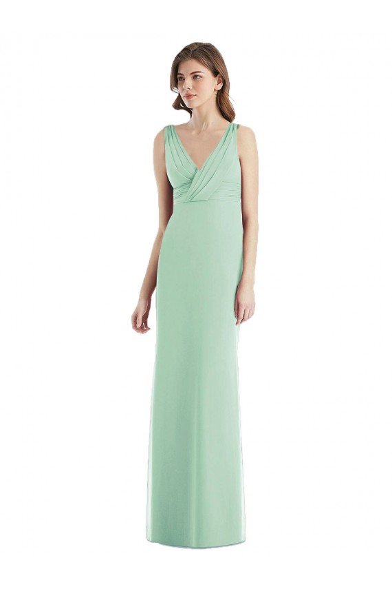 Cheapest Sleek Open Back Chiffon V-Neck Bridesmaid Dress UK