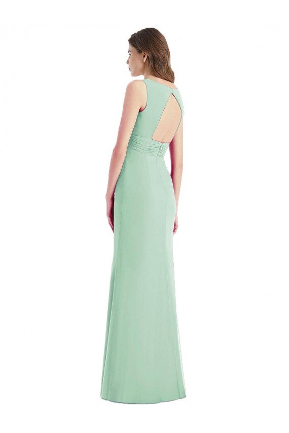 Cheapest Sleek Open Back Chiffon V-Neck Bridesmaid Dress UK