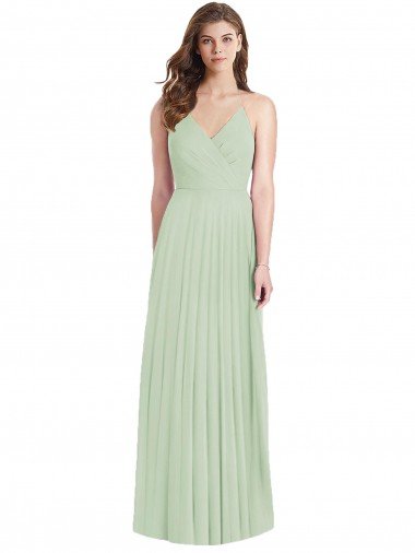 Cheapest Ruffled Strap Cutout Wrap Maxi Chiffon Bridesmaid Dress UK