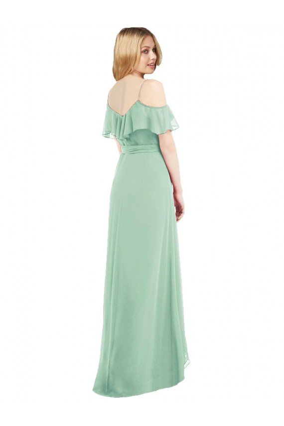 Cheapest High Low Off the Shoulder Wrap Chiffon Bridesmaid Dress  UK