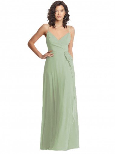 Cheapest V-Neck Low Back Maxi Formal Wrap Chiffon Bridesmaid Dress UK