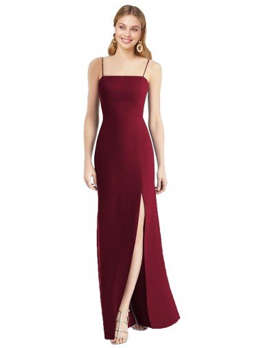 Cheapest Tie-Back Cutout Trumpet Chiffon Bridesmaid Dress with Front Slit UK