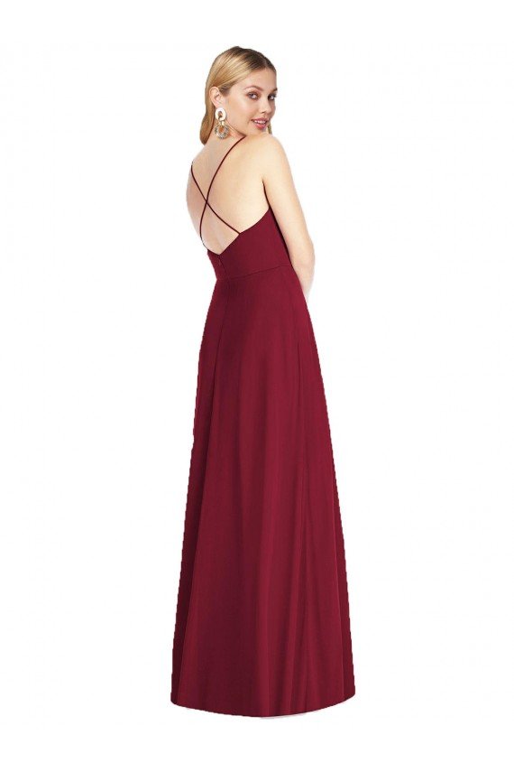 Cheapest Criss Cross Back A-Line Chiffon Maxi Bridesmaid Dress UK