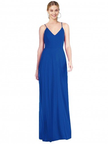 Cheapest Criss Cross Back A-Line Chiffon Maxi Bridesmaid Dress UK