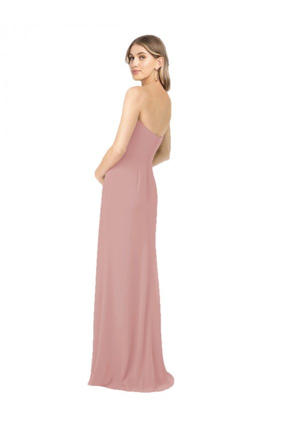 Cheapest Draped Strapless Sheath Long Chiffon Bridesmaid Dress UK