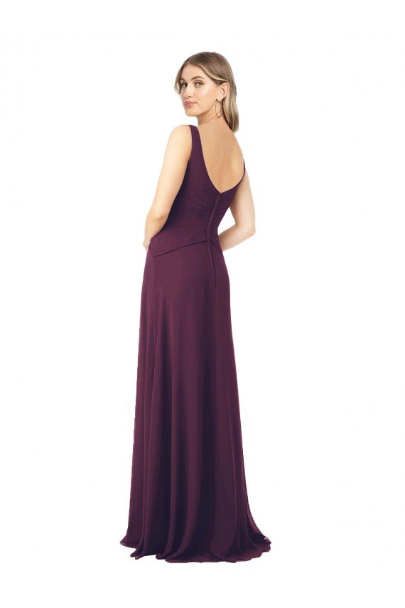 Cheapest Long Chiffon Bridesmaid Dress with Front Bow UK