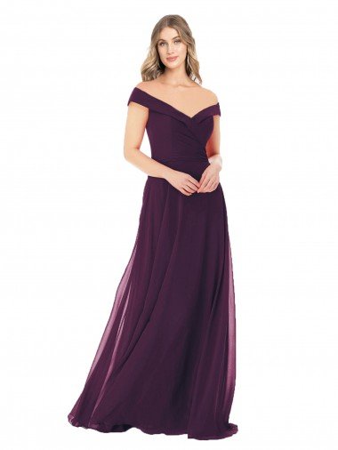 Cheapest Classic Off the Shoulder Draped Chiffon Bridesmaid Dress UK