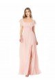 Cheapest Flutter Cap Sleeves Square Neck Ruffle Chiffon Bridesmaid Dress UK