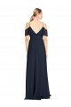 Cheapest Draped Sleeves Flounce Neckline Long Chiffon Bridesmaid Dress with Spaghetti Straps UK