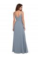 Cheapest Long Full Length Draped Cowl Neck V-Back Slip Chiffon Bridesmaid Dress UK