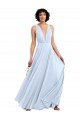 Cheapest Daring Plunging V-Neck Long Chiffon Bridesmaid Dress with Pleated Bodice UK