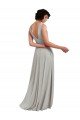 Cheapest Daring Plunging V-Neck Long Chiffon Bridesmaid Dress with Pleated Bodice UK