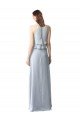 Cheapest High Narrow Neck Long Chiffon Bridesmaid Dress with Tiered Ruffles UK