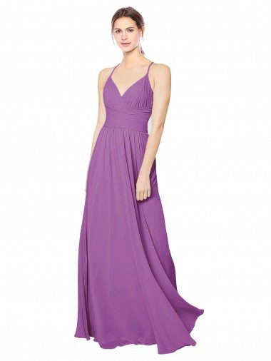 Cheapest Braided Straps Cross Back Sweetheart Chiffon Bridesmaid Dress UK