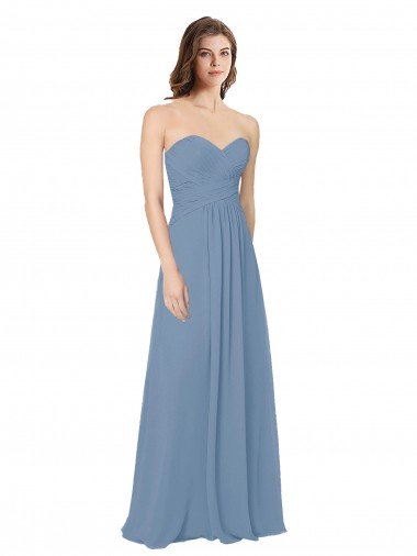 Cheapest Chiffon A-Line Wraparound Draping Long Bridesmaid Dress UK